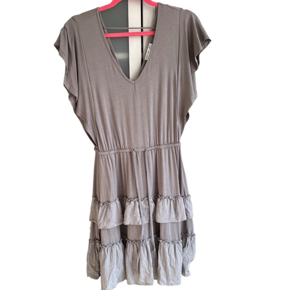 Gray Ruffle Mini Dress S - Picture 2 of 9